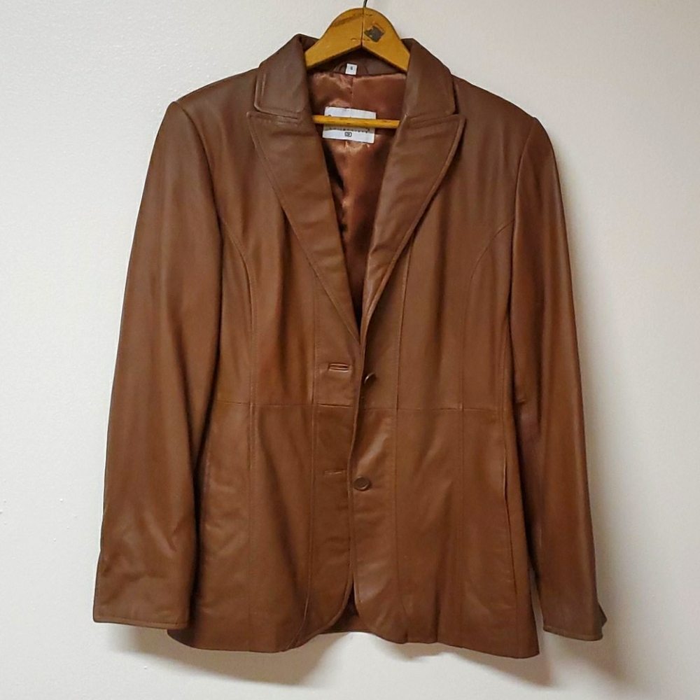Pamela McCoy brown leather jacket